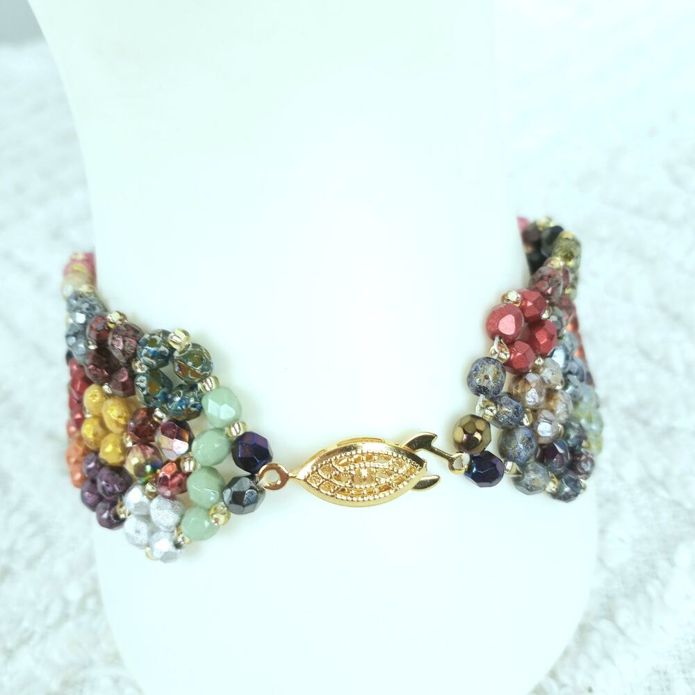 HANDMADE ~ Patchwork Pondo Bracelet 7½" - Picture 3 of 5